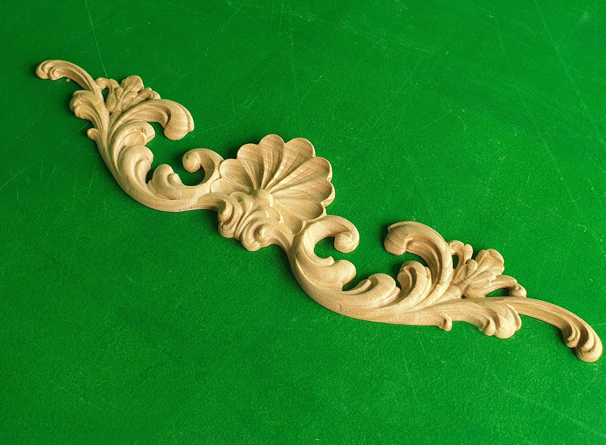 Wooden onlay, carved flower, horizontal decor, carved decoration of wood, wooden onlay, wall hanging