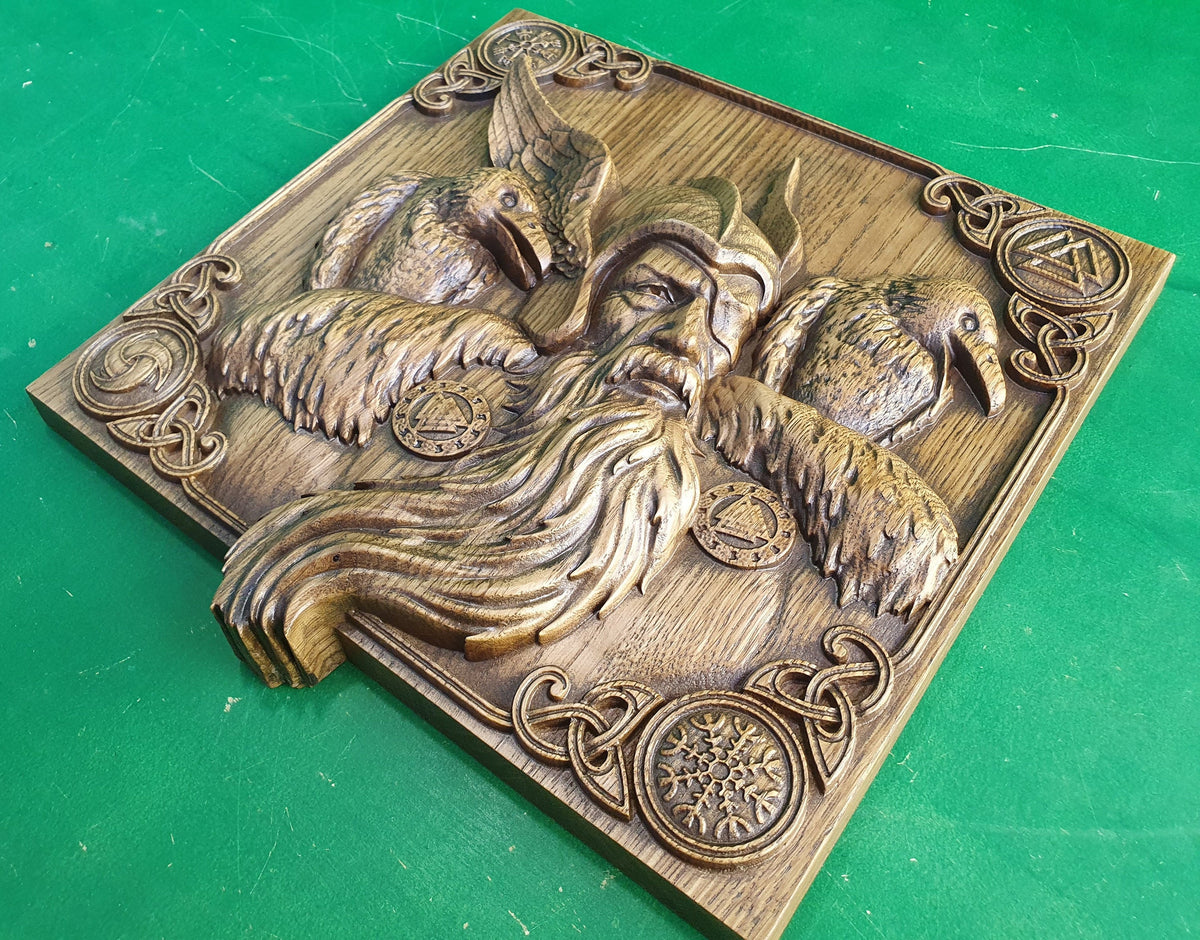 Scandinavian God - Odin,  Odin the Allfather, Celtic wood carving, Viking carving