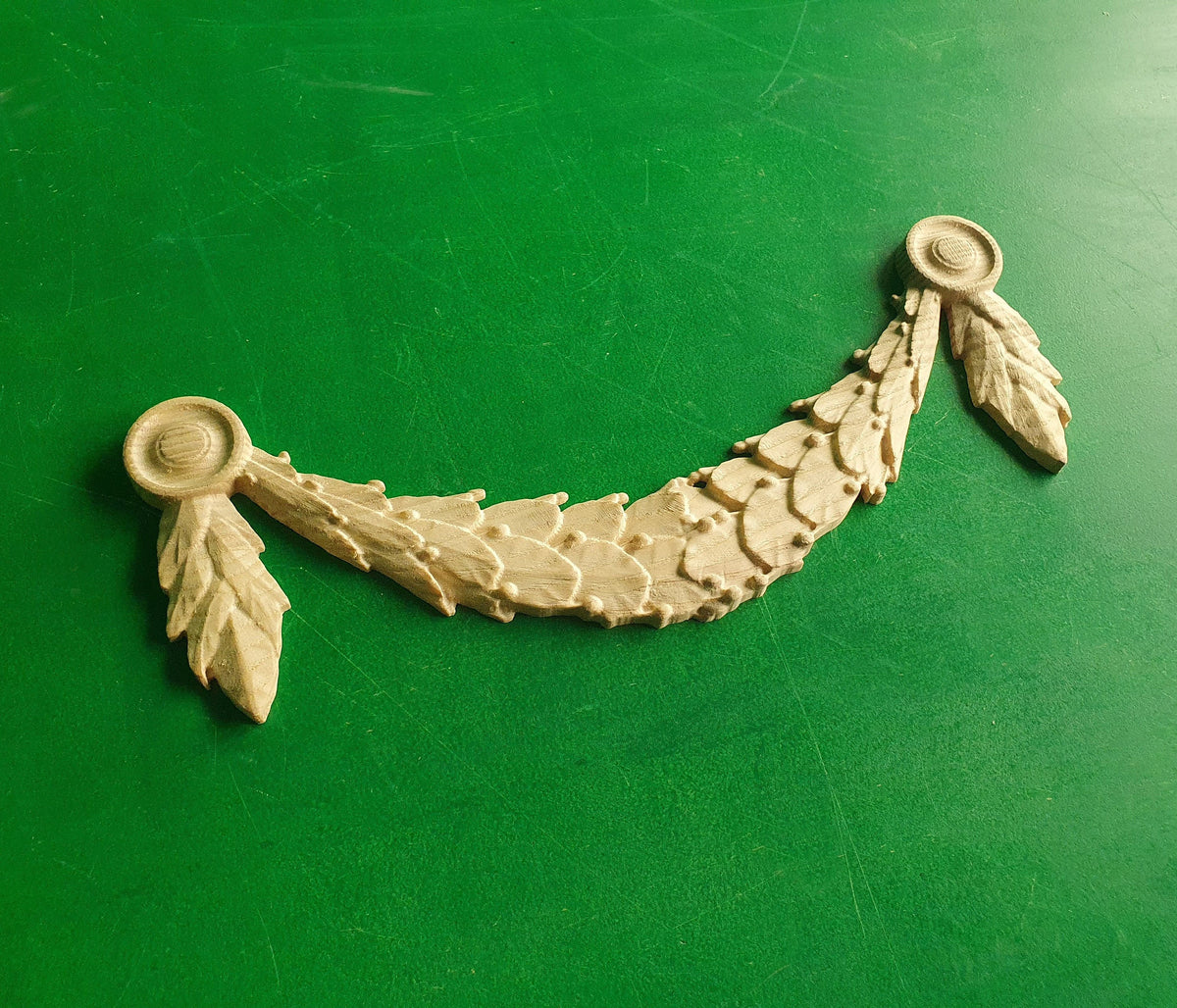 Carved aiguillette, horizontal decor, carved decoration of wood, wooden onlay, wall hanging