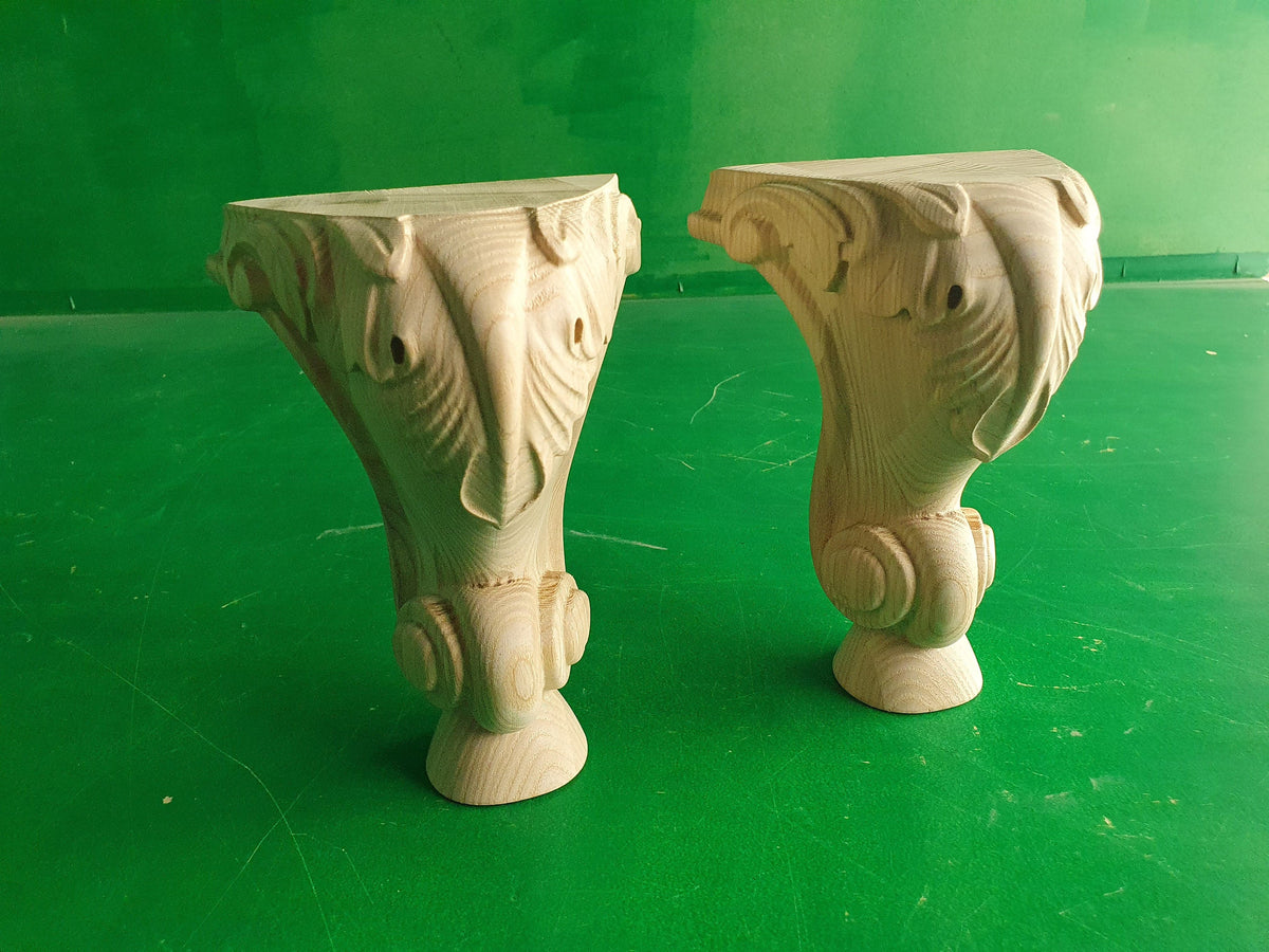 Pair of Little Carved Legs, Set 2pc, classic style legs, baroque legs, wooden legs, queen anne style