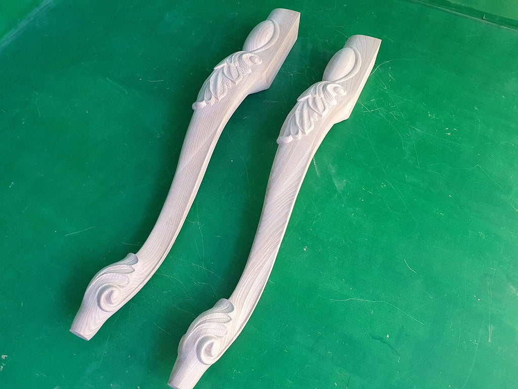 Beautiful Carved Cabriole Legs, Set 2pc, for the table, classic style legs, baroque legs