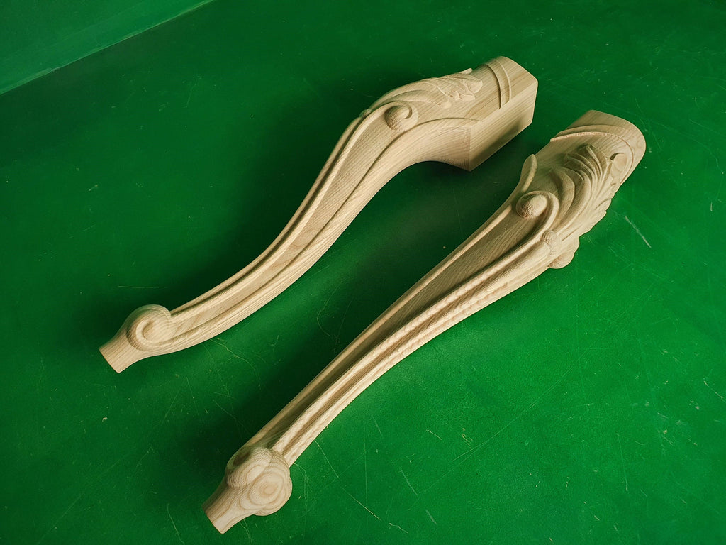 Cool Carved Cabriole Legs, Set 2pc, for the table, classic style legs, baroque legs, wooden legs