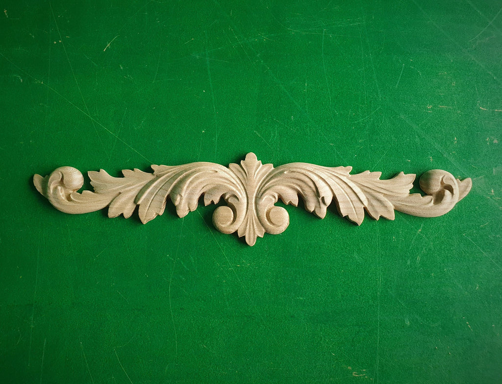 Carved Leaves Onlay, 1pc, Home Wall Embellishments, Furniture Carving, Applique furniture decor DIY Furniture Trim Supplies bed pediments