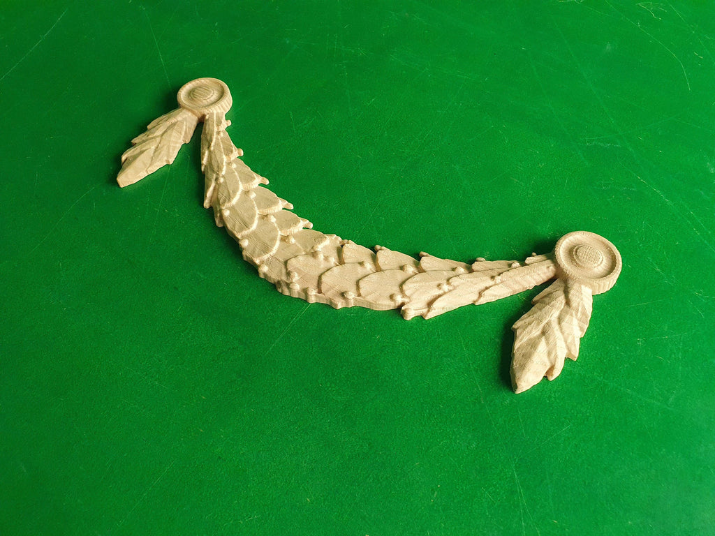 Carved aiguillette, horizontal decor, carved decoration of wood, wooden onlay, wall hanging