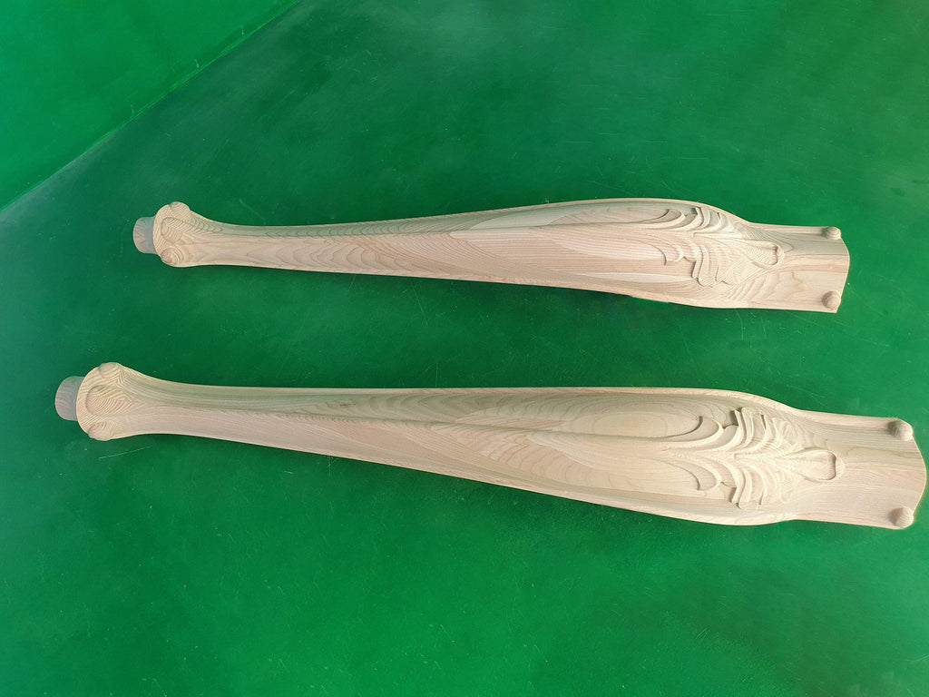 Carved Cabriole Legs of wood, Set of 2pc, for the dinner table, coffee table, for furniture restoration