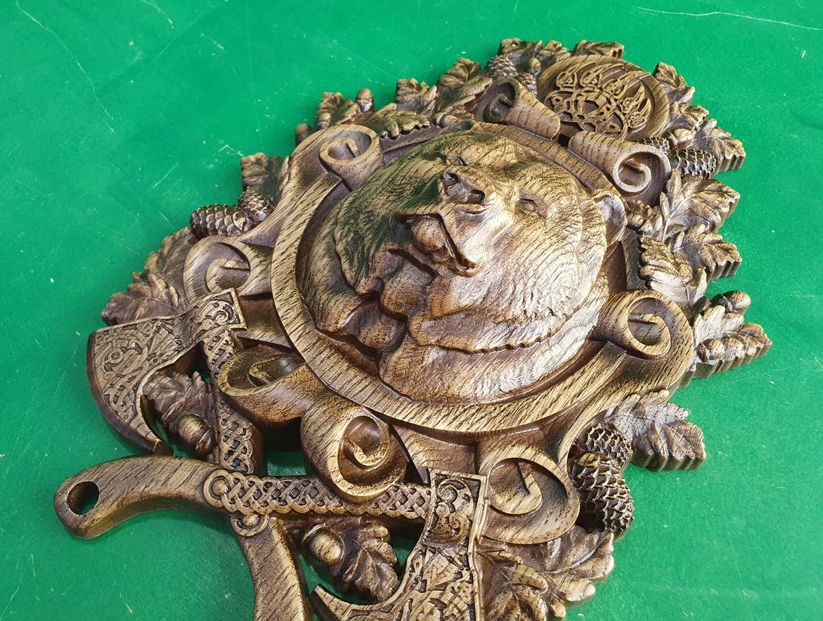 Celtic Bear,  Celtic wood carving, Viking carving, Celtic Lord Of Woods, Wall art, Wall decor, Wall hanging