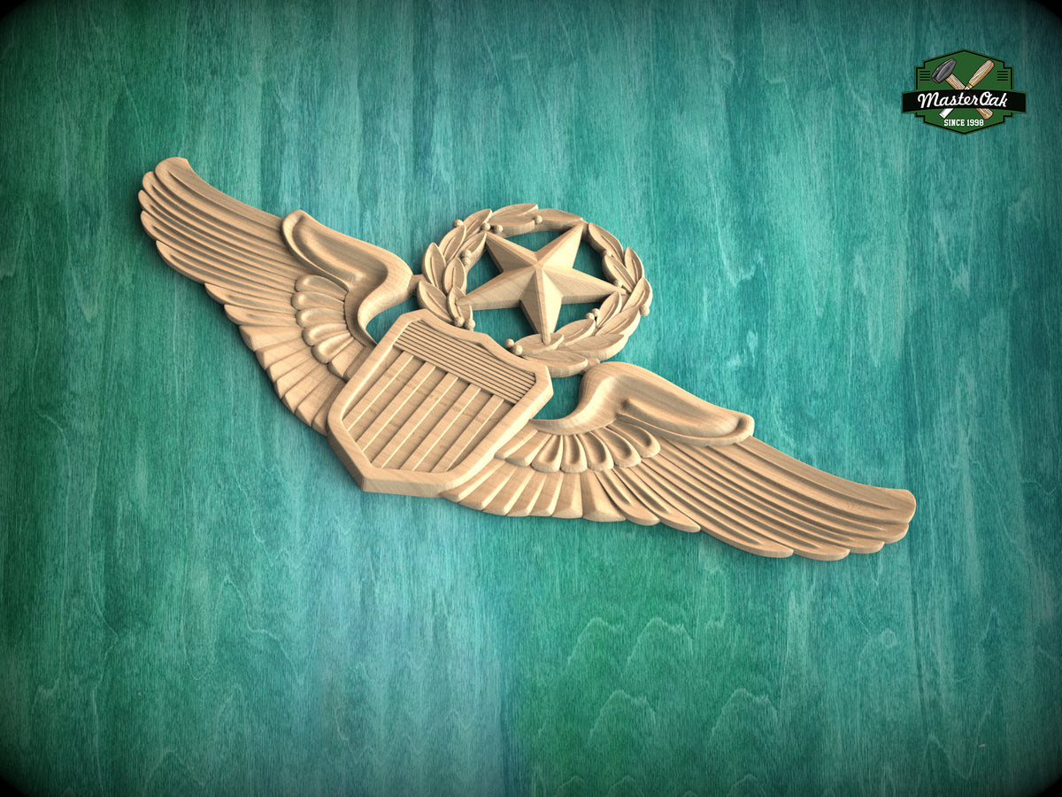 Pair of Command Pilot Wings panel made of wood