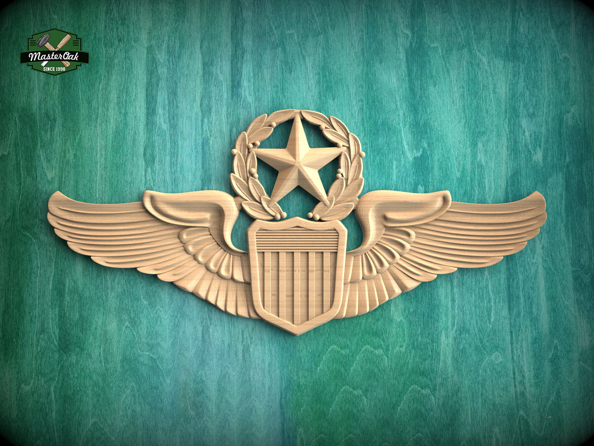 Pair of Command Pilot Wings panel made of wood