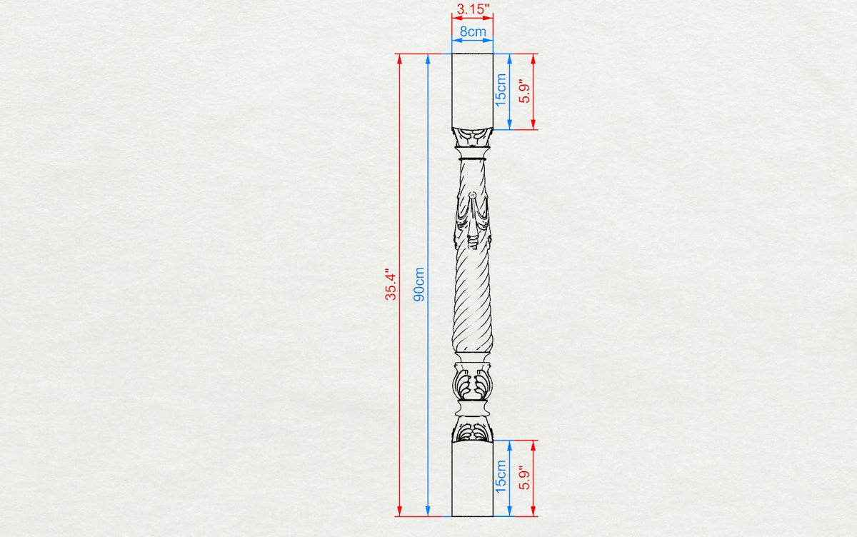 Wooden baluster for the stairs or balustrade, carved banister of wood, stair balusters, Custom size wood balusters for stairs