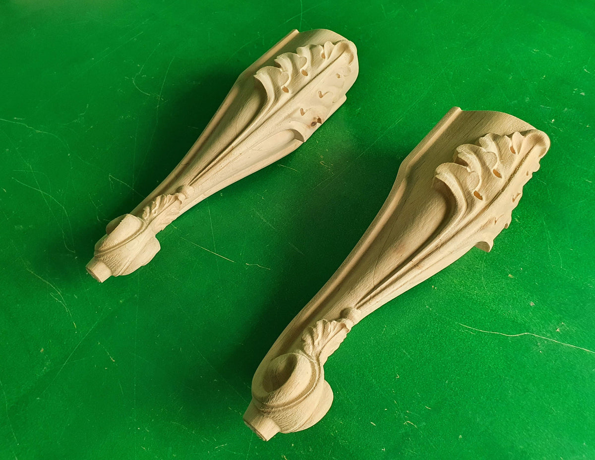 Pair of Beautiful Carved Legs, Set 2pc, classic style legs, baroque legs, wooden legs, queen anne style