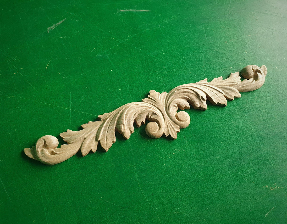 Carved Leaves Onlay, 1pc, Home Wall Embellishments, Furniture Carving, Applique furniture decor DIY Furniture Trim Supplies bed pediments
