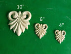 Carved Leaf of wood, Unpainted, 1 piece, Home Wall Embellishments, wood onlays, wood wall art decor