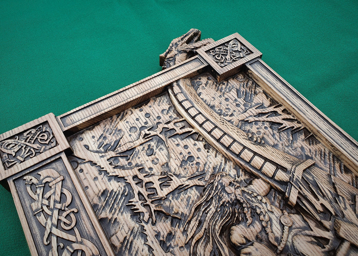 Thor statue, Ragnarok,  Mjollnir, norse gods, wood carving altar heathen asatru viking god and goddes sculpture wooden scandinavian pantheon