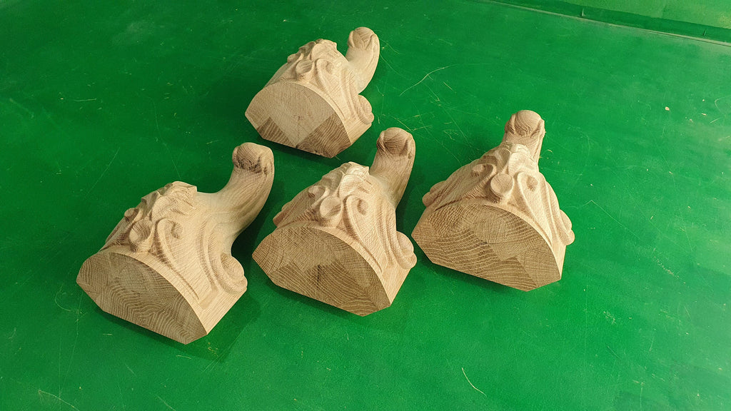 Carved Cabriole Legs, Set 4pc, for the cupboard, baroque Style, wooden legs, furniture leg