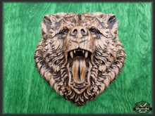 Load image into Gallery viewer, Angry Bear Head carved of wood,  Unusual wall decor, Viking carving, Celtic Lord Of Woods, Wall art, Wall decor, Wall hanging
