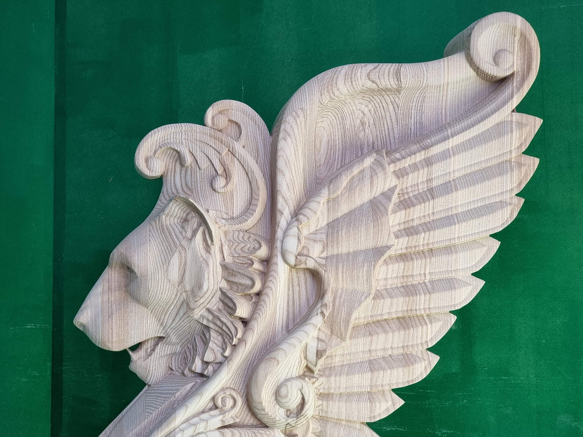 Lion carved post for stairs, Lion wooden sculpture, Lion statue, Lion First baluster Lion, Lion pillar,  Custom size wooden balusters