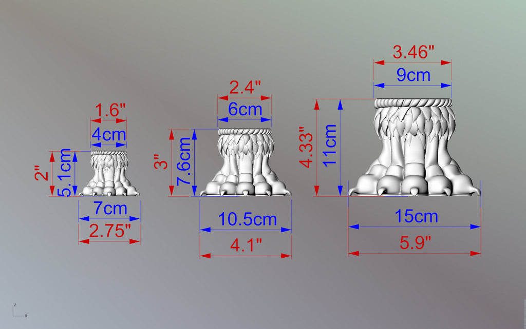 Lion Claws Feets, Set 2 of pc, classic style feets, baroque legs, wooden feets, queen anne style