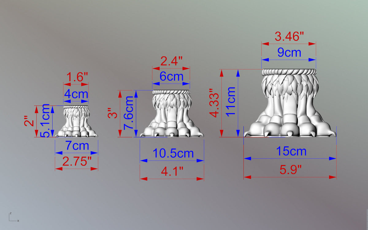 Lion Claws Feets, Set 2 of pc, classic style feets, baroque legs, wooden feets, queen anne style