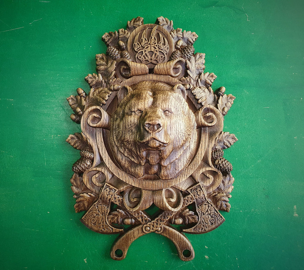 Celtic Bear,  Celtic wood carving, Viking carving, Celtic Lord Of Woods, Wall art, Wall decor, Wall hanging