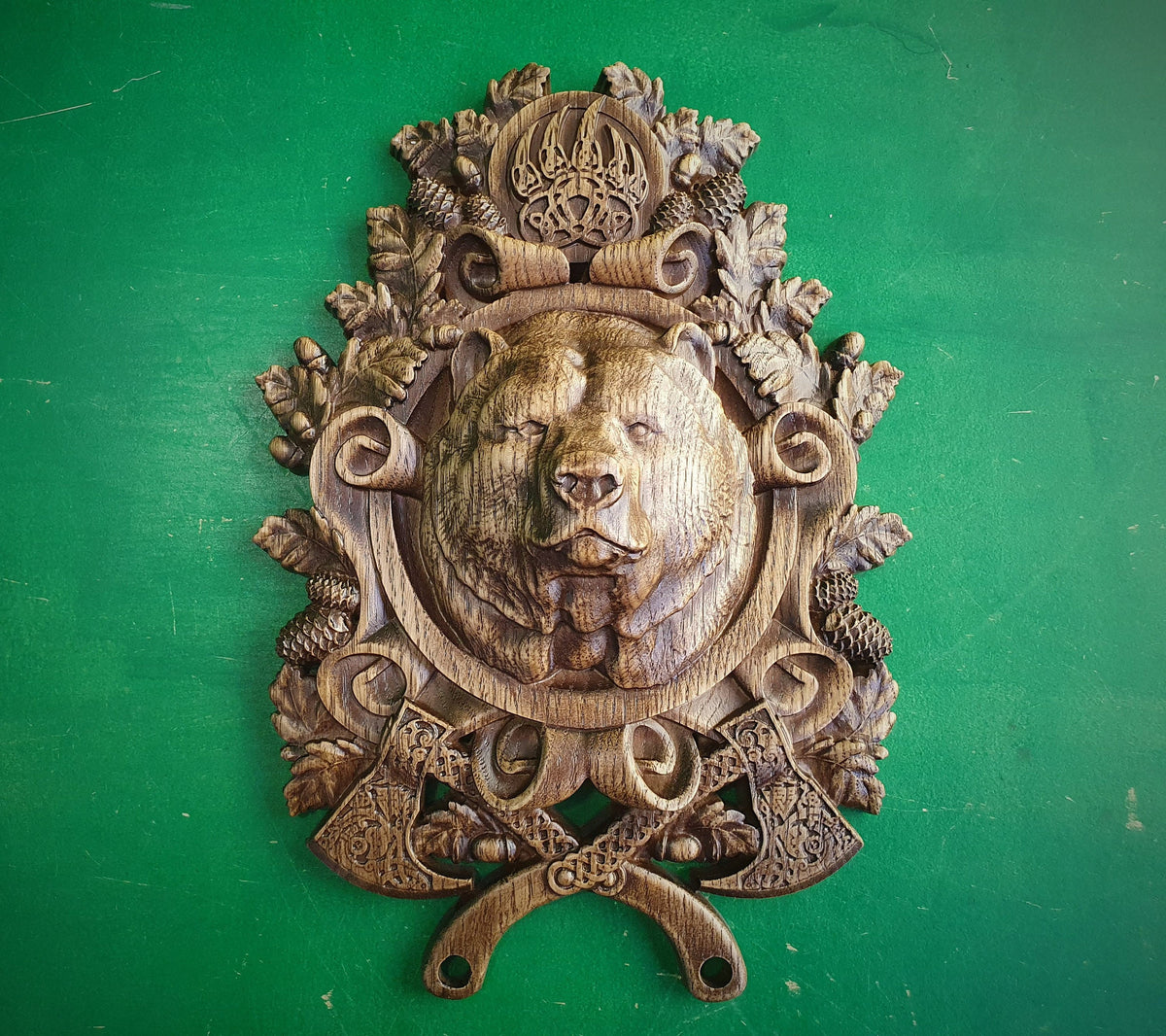 Celtic Bear,  Celtic wood carving, Viking carving, Celtic Lord Of Woods, Wall art, Wall decor, Wall hanging