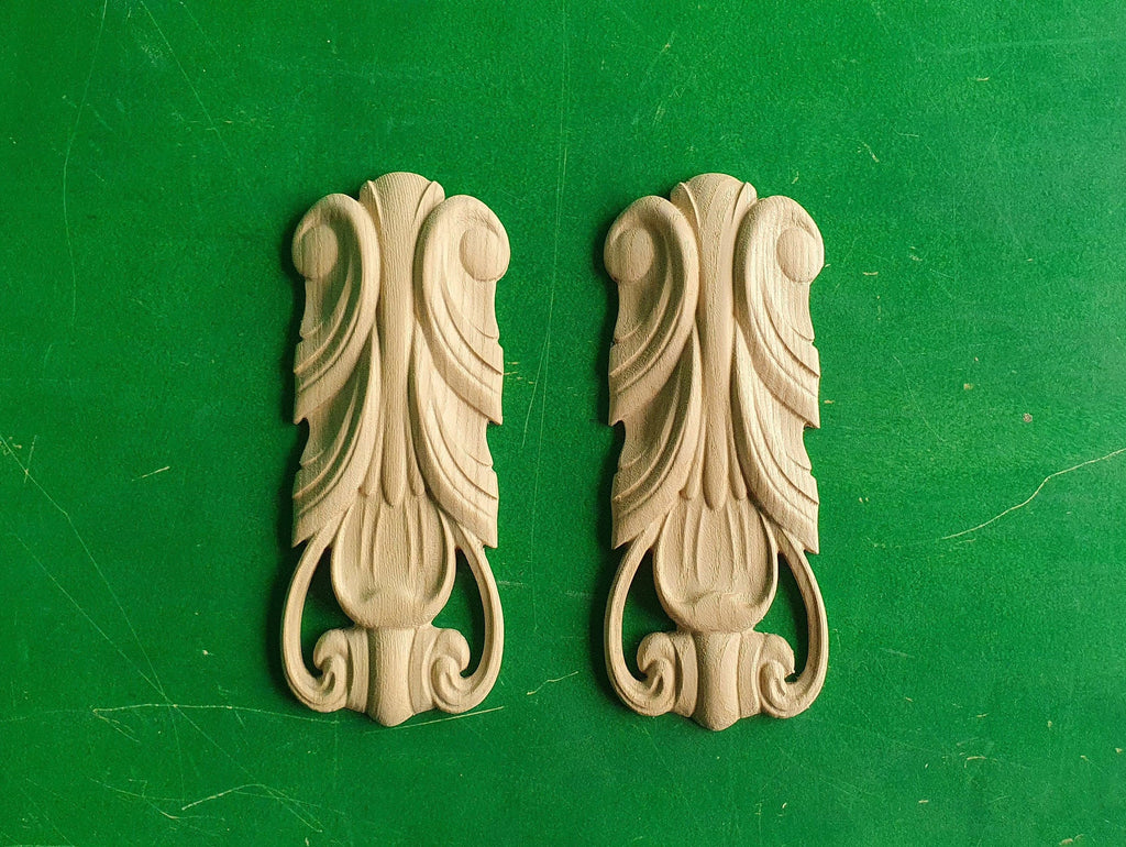 Carved Wooden Corbels Unpainted, Set 2pc, Home Wall Embellishments, wood onlays, wood wall art decor