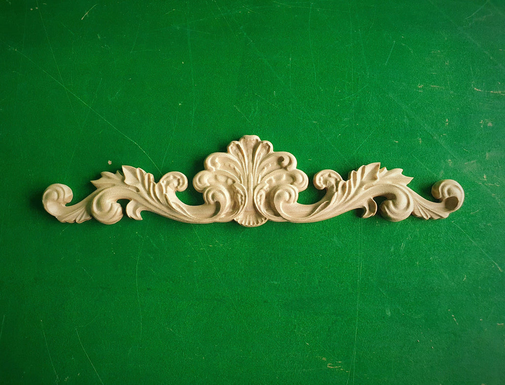 Floral Wood Pattern, wooden onlay, 1pc, Applique furniture decor DIY Furniture Trim Supplies wall ornaments pediments