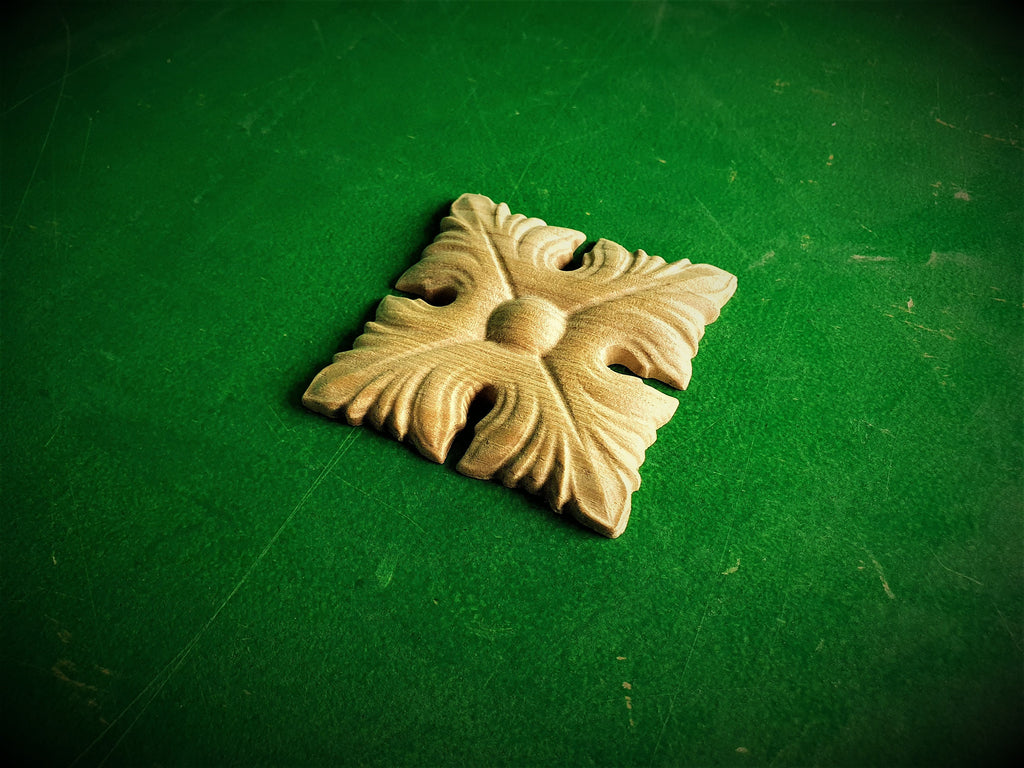 Pair of Carved Rosettes Unpainted, Set of 2 pcs Home Wall Embellishments, wood onlays, wood wall art decor
