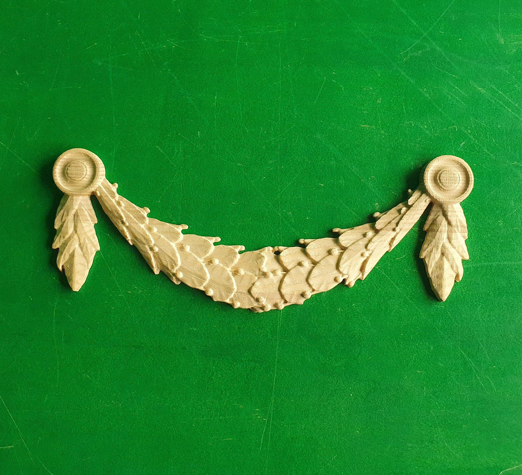 Carved aiguillette, horizontal decor, carved decoration of wood, wooden onlay, wall hanging