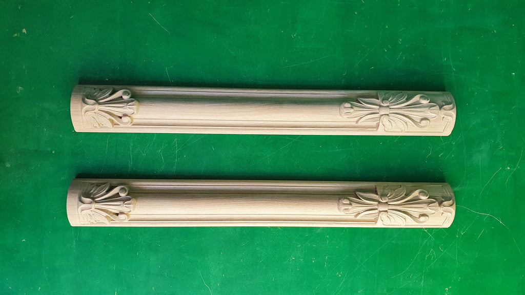 Carved Pilasters, Set 2pc, Pair of Carved Wood Trim Post Pillars