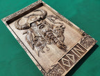 God ODIN with helmet , Scandinavian God,  Celtic wood carving, Viking carving, wooden carving