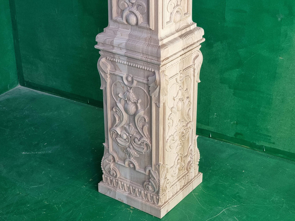 Carved Pillar of wood, carved post of wood, stair column, Custom size wood balusters for stairs