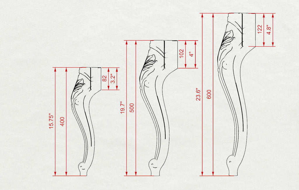 Cool Carved Cabriole Legs, Set 2pc, for the table, classic style legs, baroque legs, wooden legs