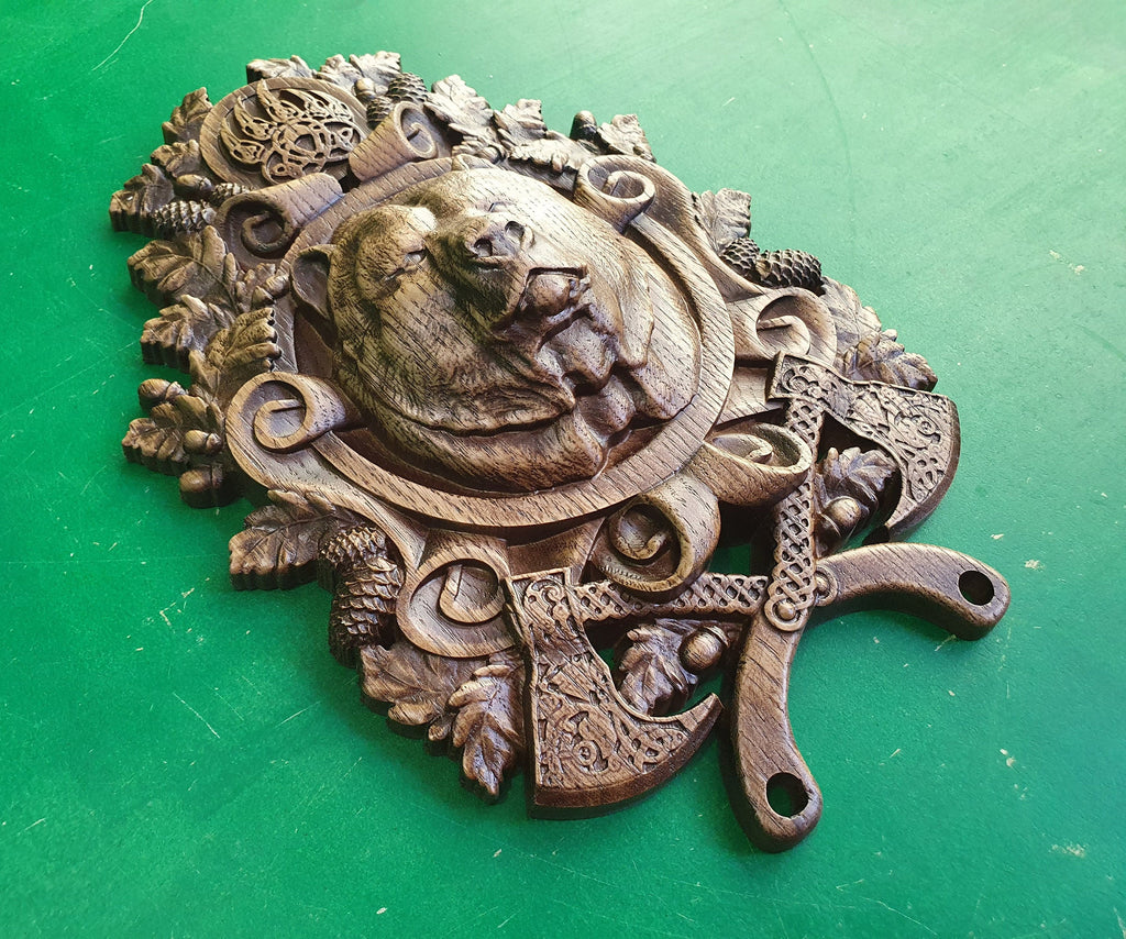Celtic Bear,  Celtic wood carving, Viking carving, Celtic Lord Of Woods, Wall art, Wall decor, Wall hanging