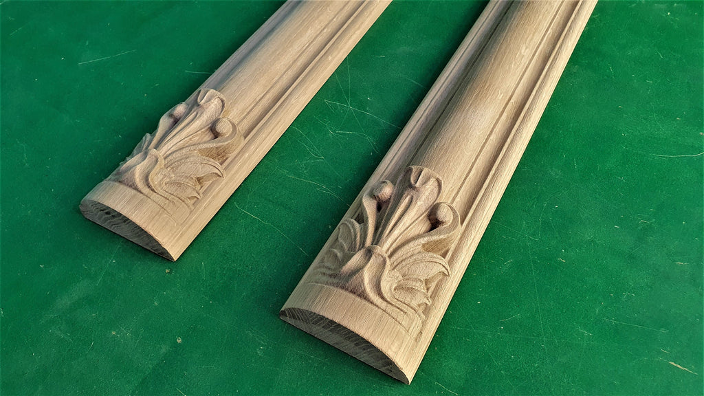 Carved Pilasters, Set 2pc, Pair of Carved Wood Trim Post Pillars