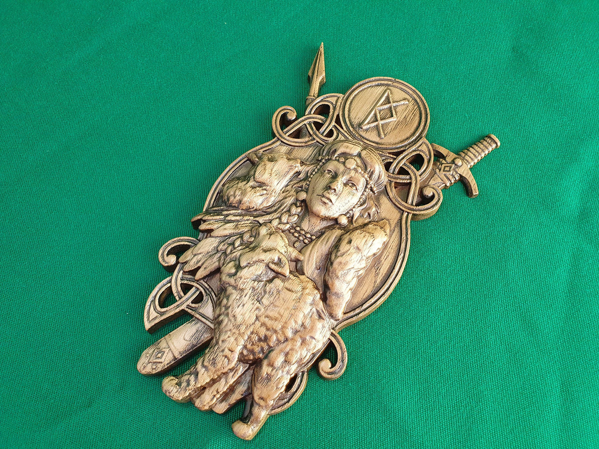 Freya, Goddess of Love and Fertility, Norse mythology, Celtic wood carving