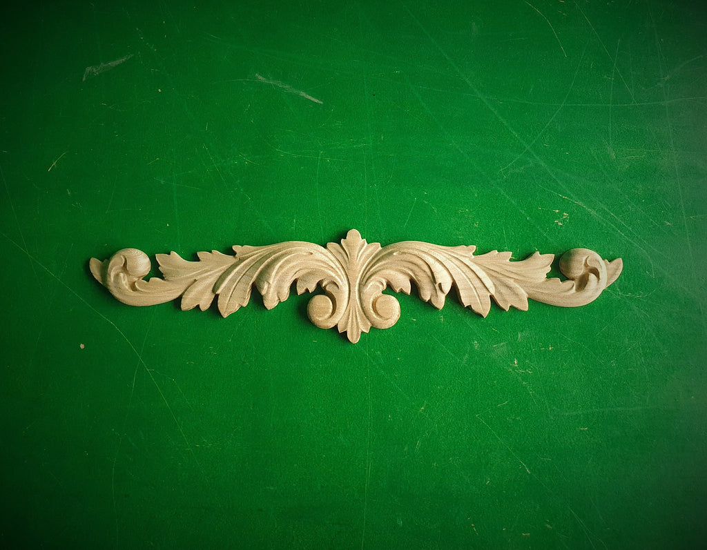 Carved Leaves Onlay, 1pc, Home Wall Embellishments, Furniture Carving, Applique furniture decor DIY Furniture Trim Supplies bed pediments
