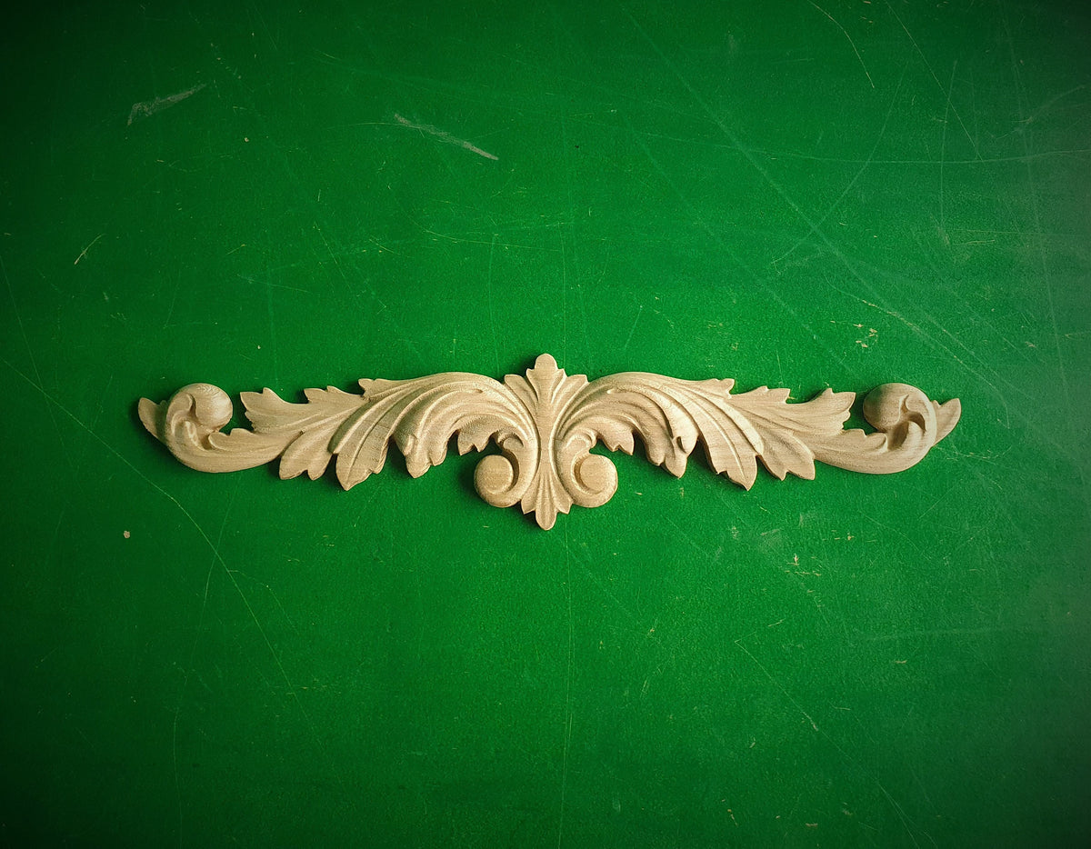 Carved Leaves Onlay, 1pc, Home Wall Embellishments, Furniture Carving, Applique furniture decor DIY Furniture Trim Supplies bed pediments