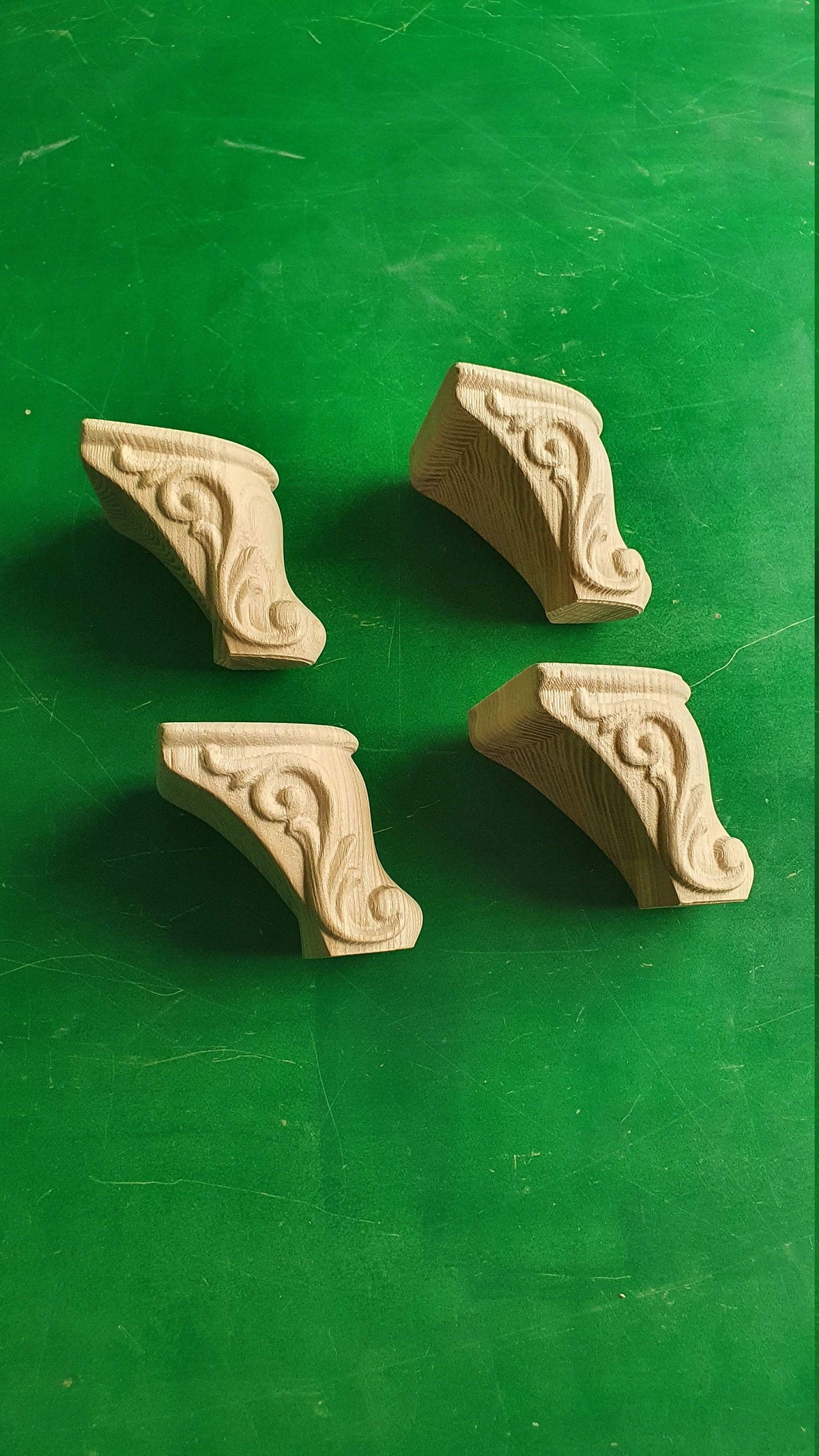 Carved Cabriole Legs, Set 4pc, for the cupboard, baroque Style, wooden legs, furniture leg