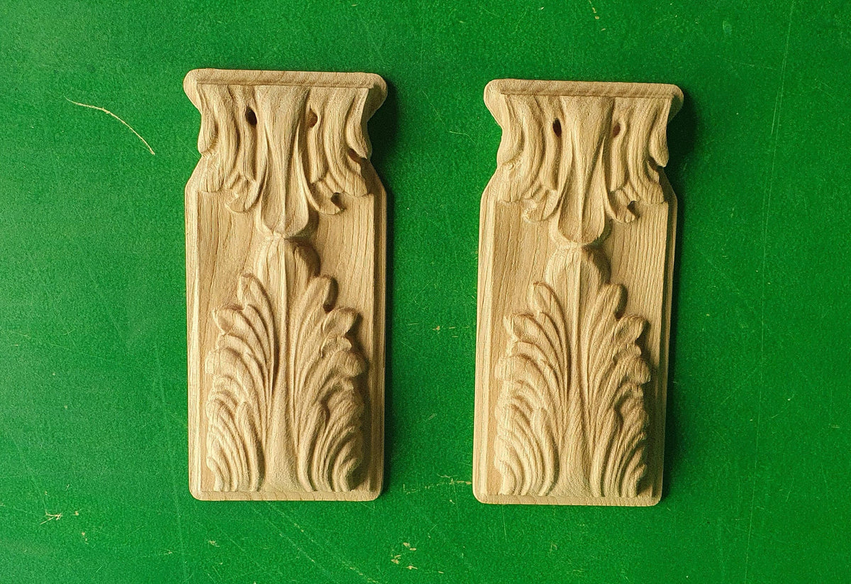 Decorative Carved Wooden Corbels Unpainted, Set 2pc, Home Wall Embellishments, wood onlays, wood wall art decor