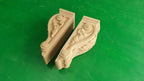 Decorative Carved Wooden Corbels Unpainted, Set 2pc, Home Wall Embellishments, wood onlays, wood wall art decor
