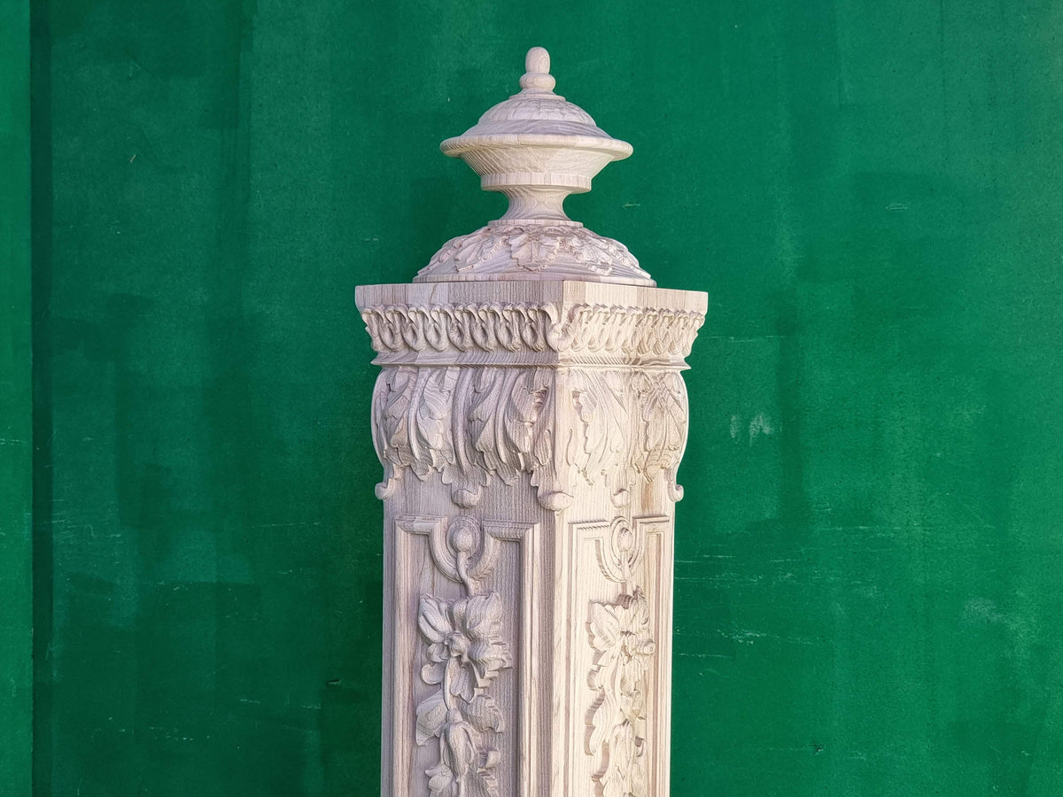 Carved Pillar of wood, carved post of wood, stair column, Custom size wood balusters for stairs