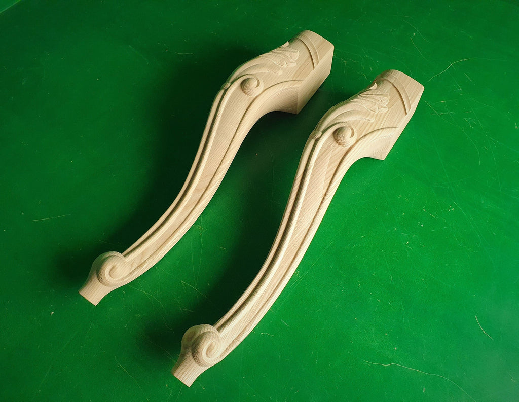 Cool Carved Cabriole Legs, Set 2pc, for the table, classic style legs, baroque legs, wooden legs