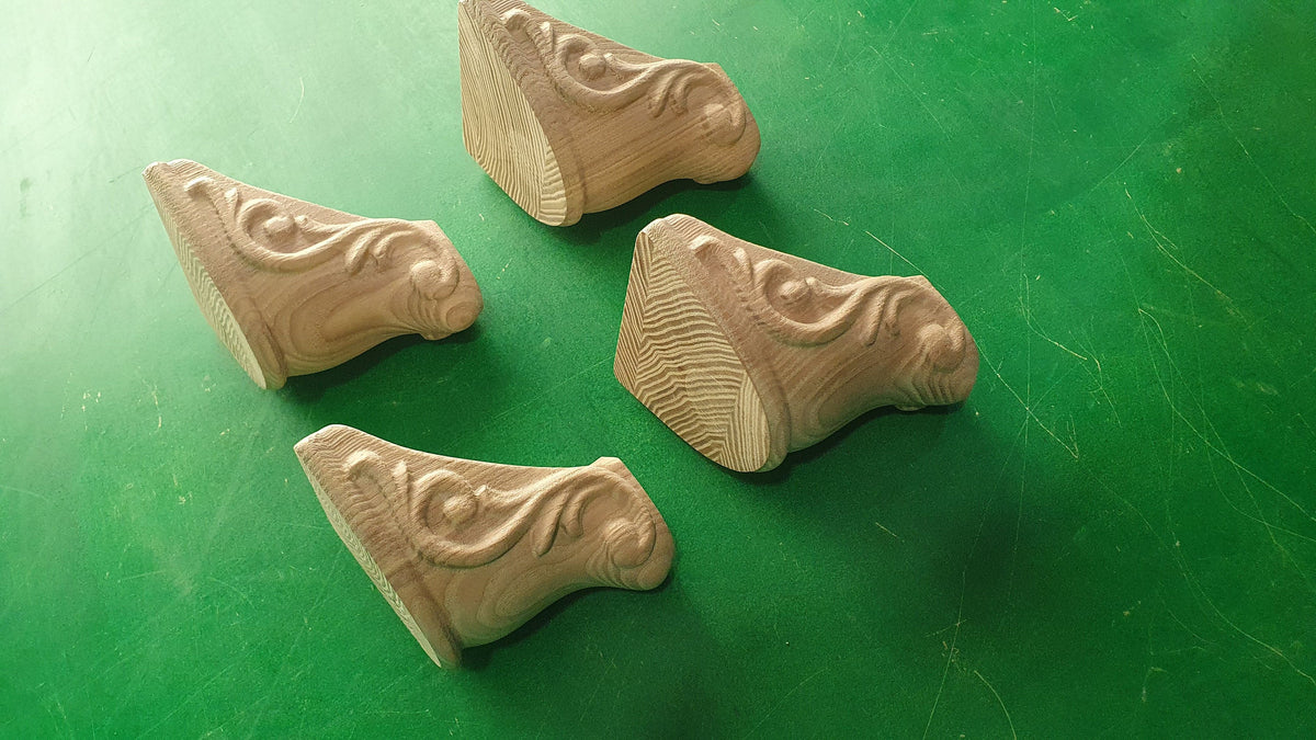 Carved Cabriole Legs, Set 4pc, for the cupboard, baroque Style, wooden legs, furniture leg