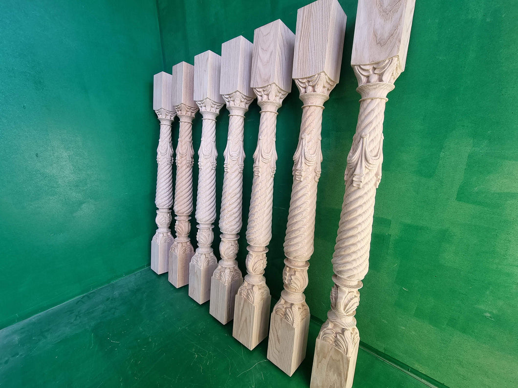 Wooden baluster for the stairs or balustrade, carved banister of wood, stair balusters, Custom size wood balusters for stairs