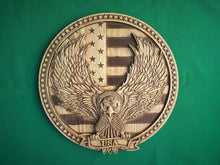Load image into Gallery viewer, USA Eagle made of wood, Coat of Arms of USA, american flag with eagle, Wall hanging carved wood painting
