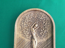 Load image into Gallery viewer, The Girl in the Tree, wooden carving, wall hangign, wall panno, gift for her
