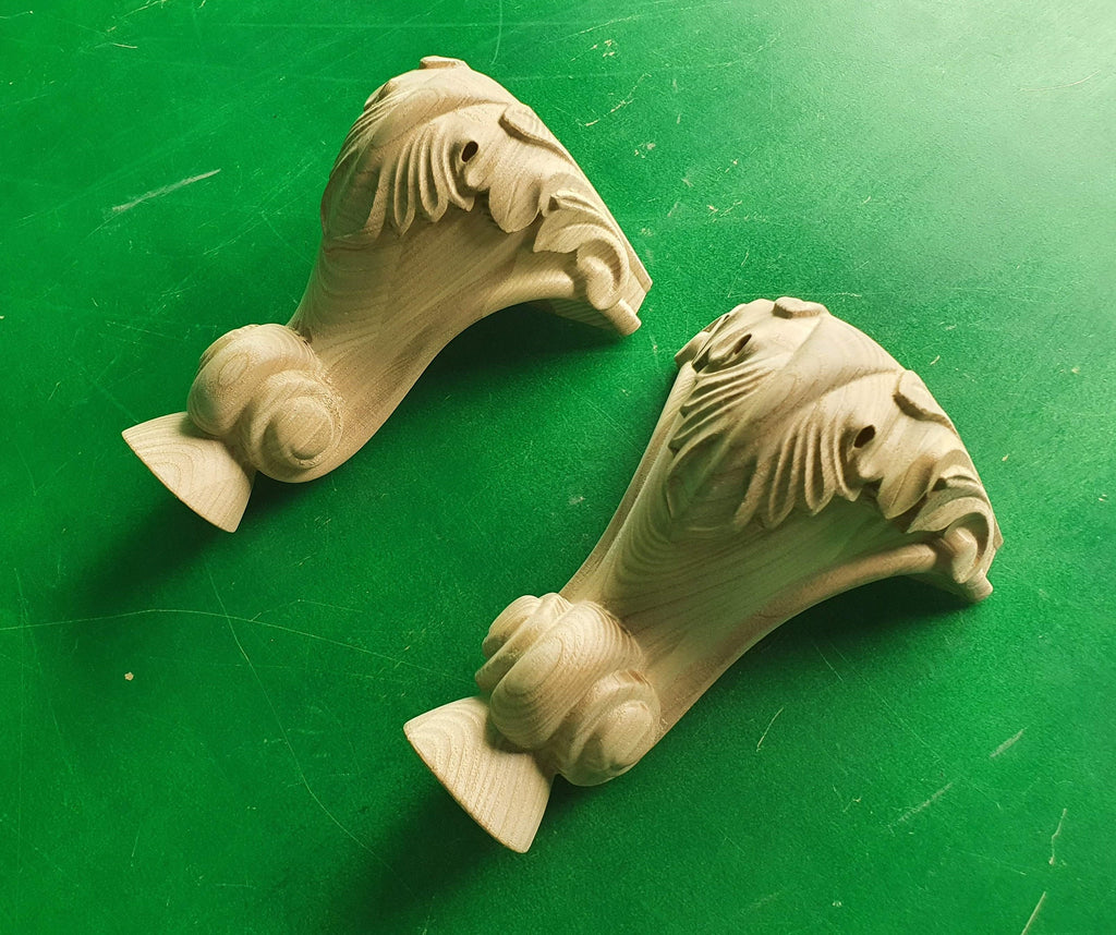 Pair of Little Carved Legs, Set 2pc, classic style legs, baroque legs, wooden legs, queen anne style