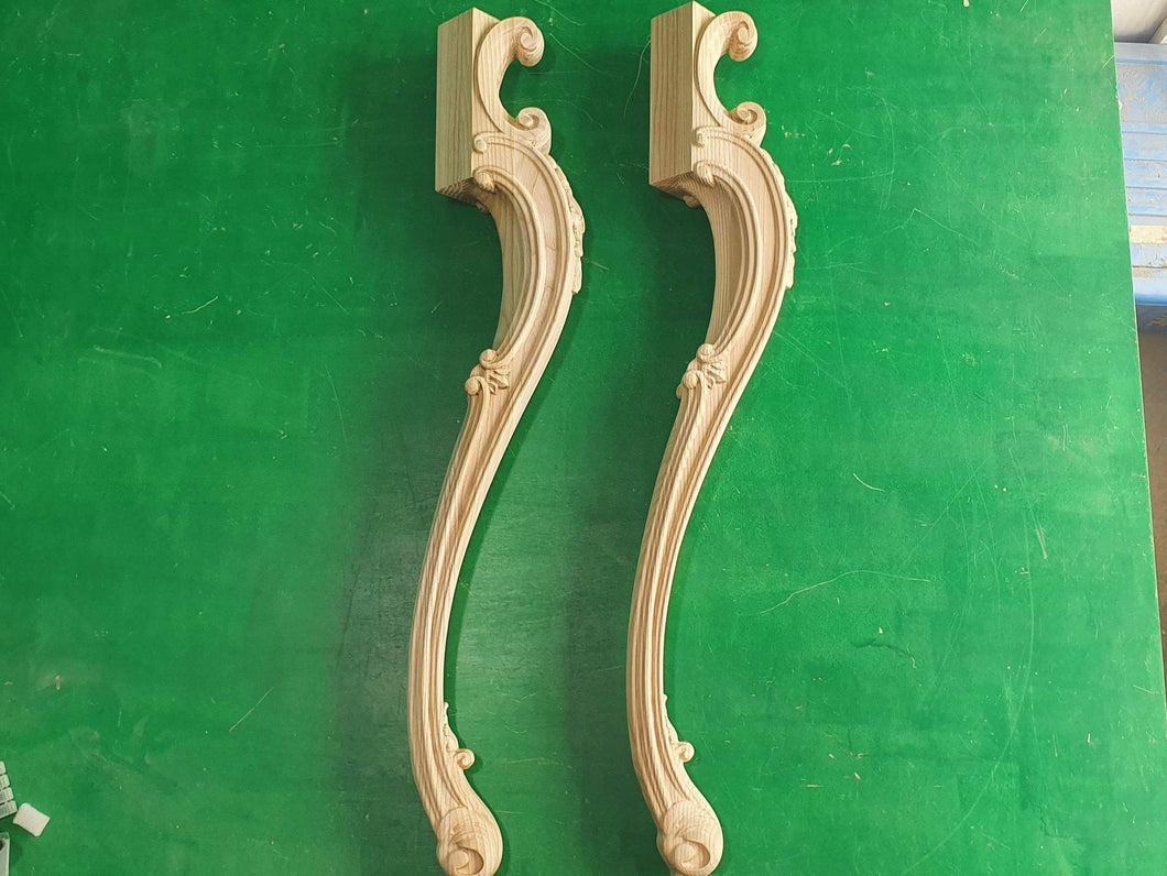 Beautiful Carved Cabriole Legs, Set 2pc, for the table