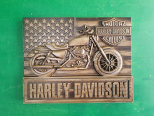 Load image into Gallery viewer, Harley-Davidson carved painting, carved wood panno, Gift for biker, presonalised
