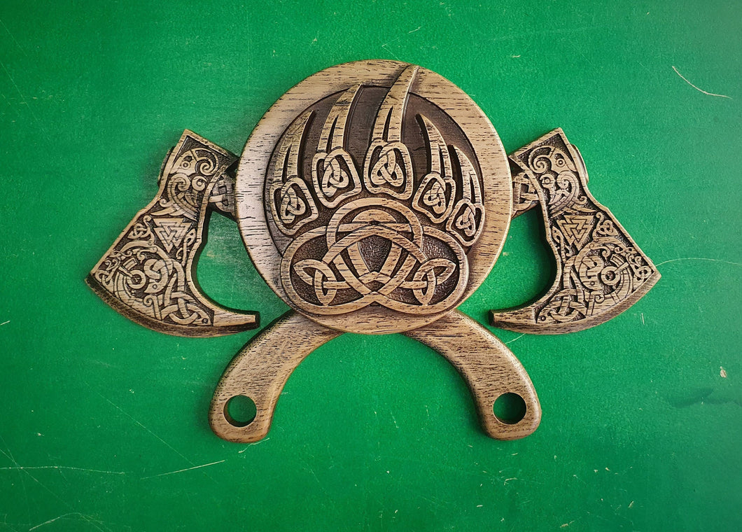 Viking Bear Paw , Scandinavian decor,  Celtic wood carving, Viking carving, wooden carving, Wall art, Wall decor, Wall hanging